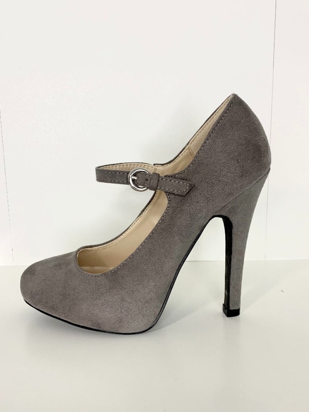Gray Mary Jane High Heel Shoes